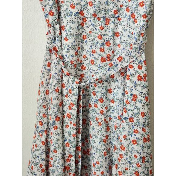 Trixxi XL white red blue ditsy floral tie waist knee length flowy tank dress - Picture 8 of 9